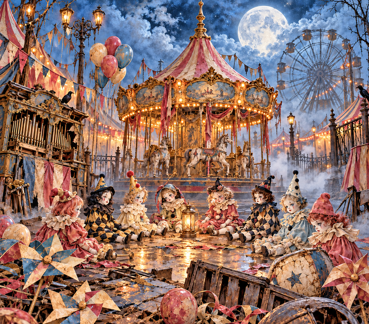 Bright Moonlit Carousel Dolls Tumbler Wrap