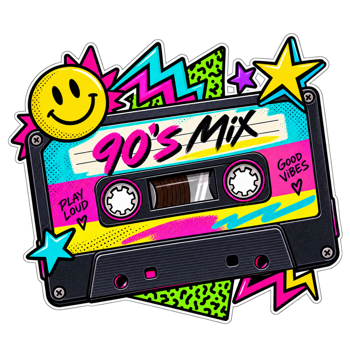 90s Mix Cassette Tape PNG