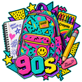 90s School Backpack Retro PNG