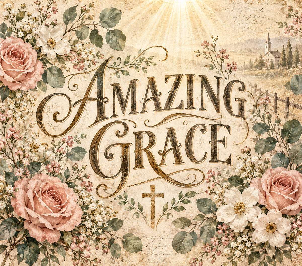 Amazing Grace Vintage Floral Tumbler Wrap