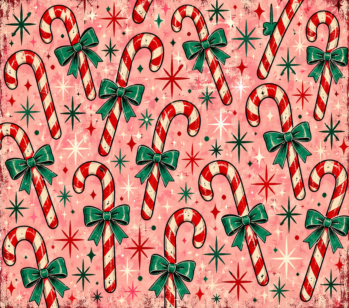 Retro Christmas Candy Canes Collage Tumbler Wrap