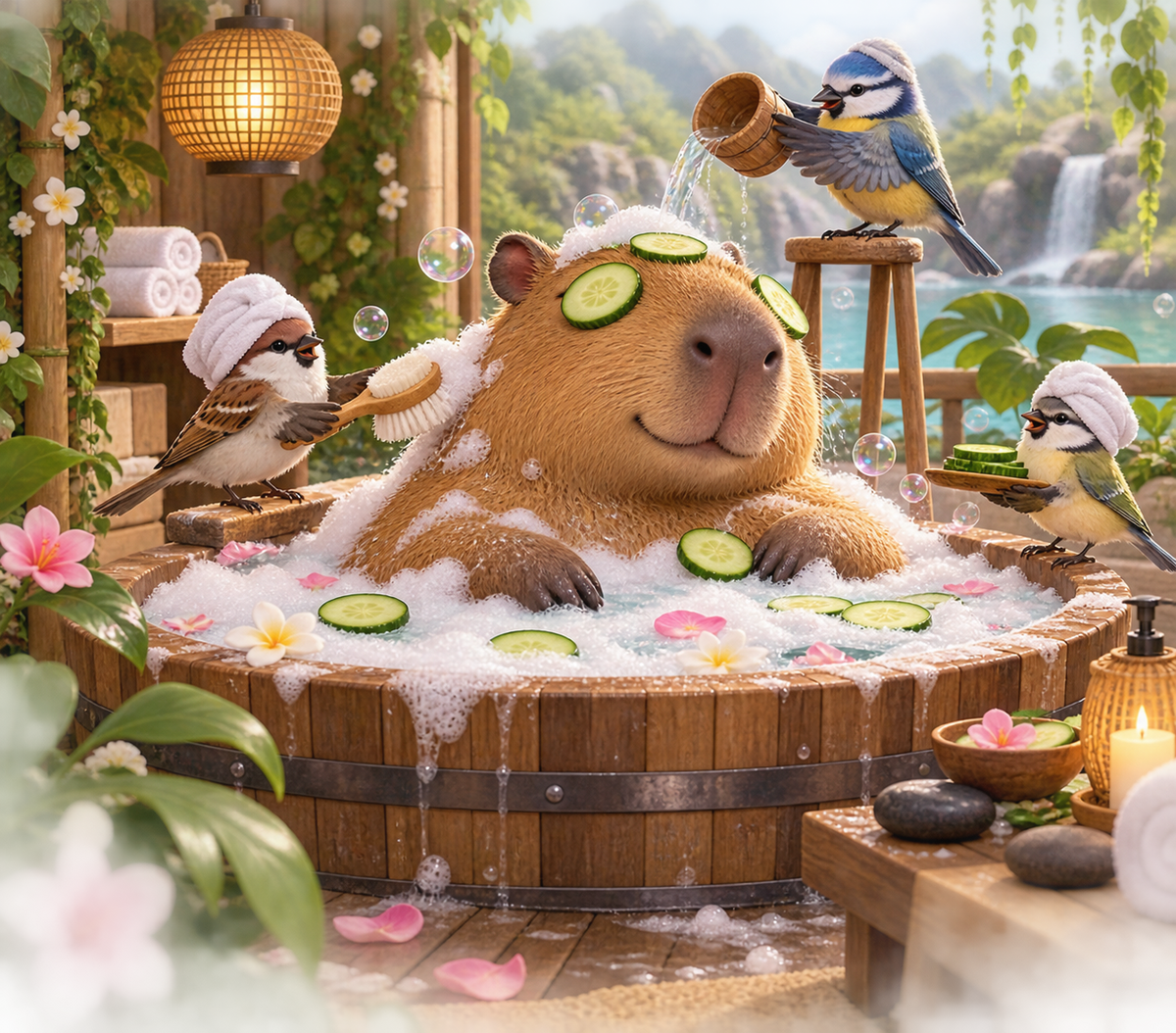 Capybara Spa Day Bubble Bath Tumbler Wrap