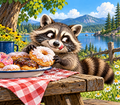 Raccoon Donut Picnic Lake Tumbler Wrap