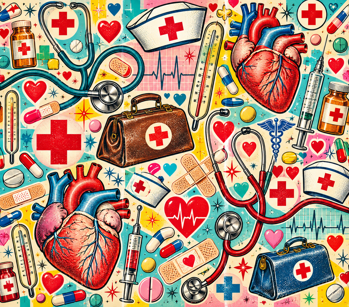 Retro Medical Collage Nurse Tumbler Wrap