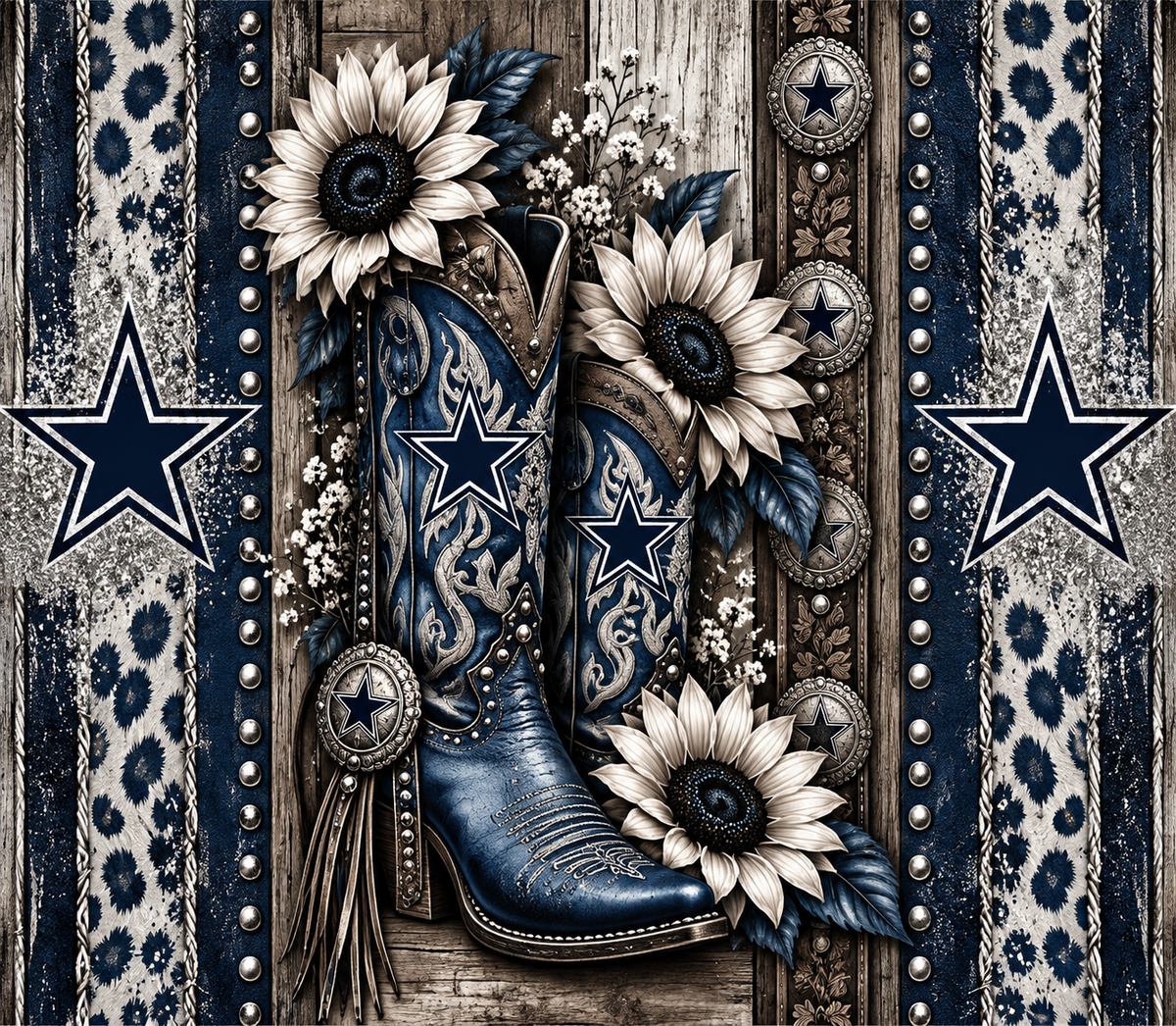 Dallas Cowboys Western Boots Sunflower Tumbler Wrap