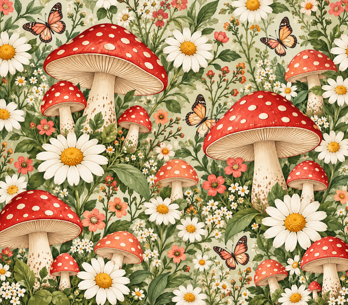 Cottagecore Mushroom Floral Tumbler Wrap