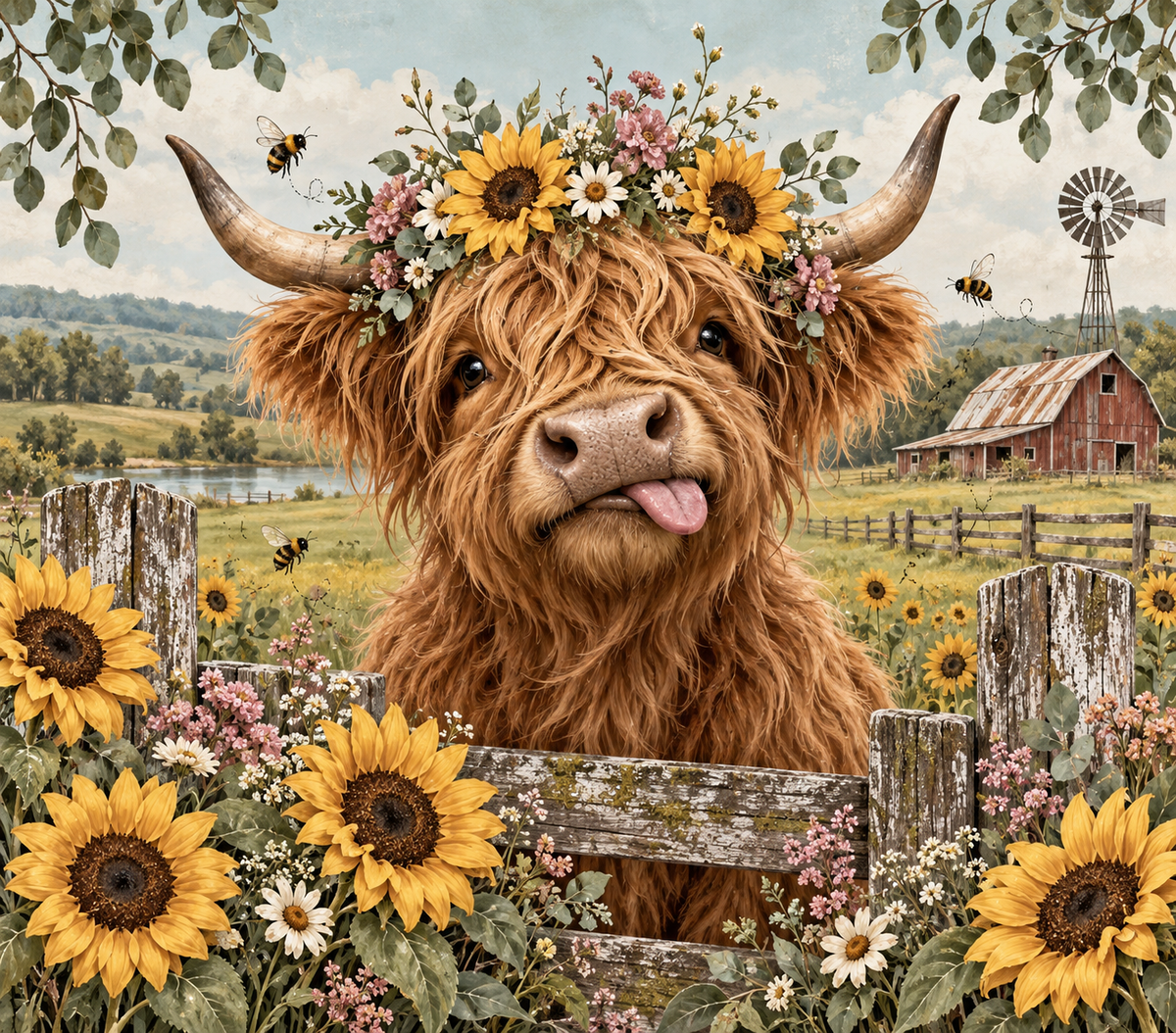 Flower Crowned Highland Cow In Bloom Tumbler Wrap