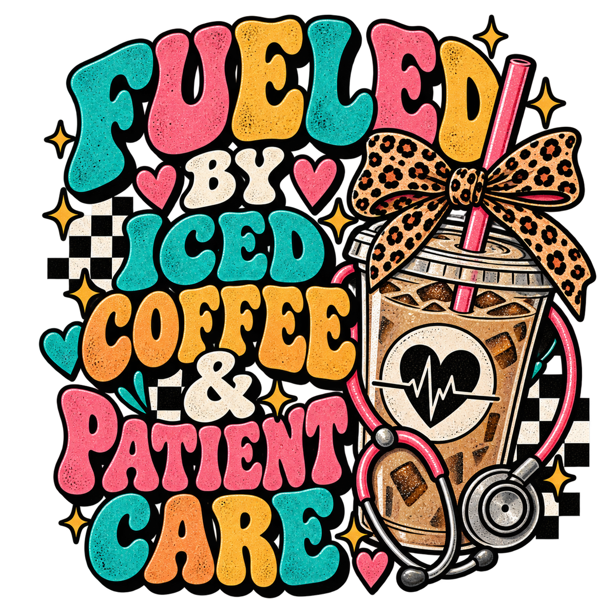 Fueled by Iced Coffee and Patient Care PNG