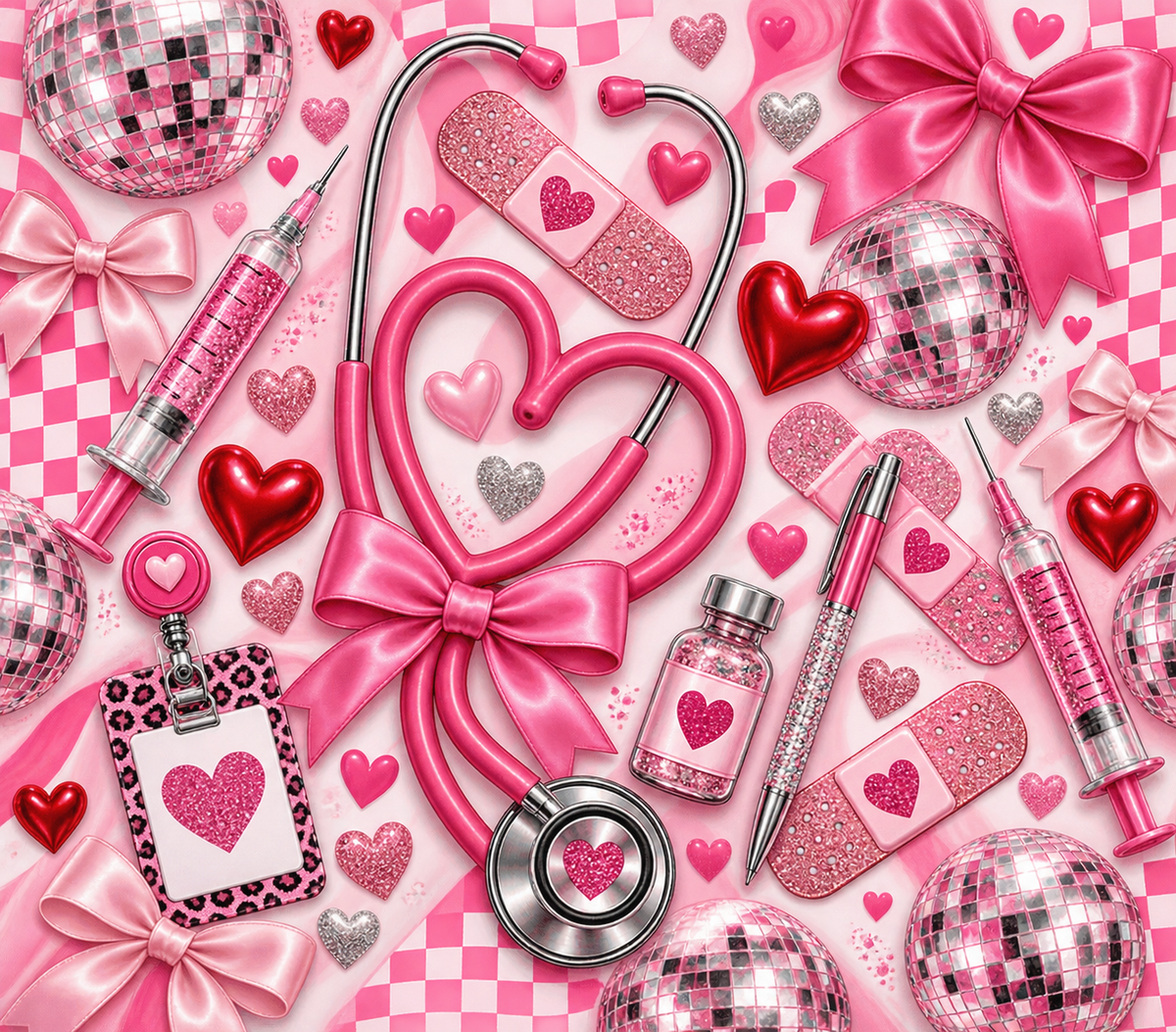 Glam Pink Medical Collage Tumbler Wrap