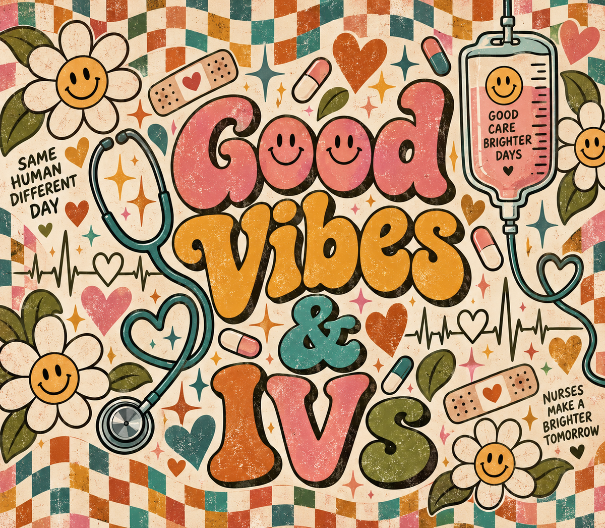 Good Vibes & IVs Retro Nurse Tumbler Wrap