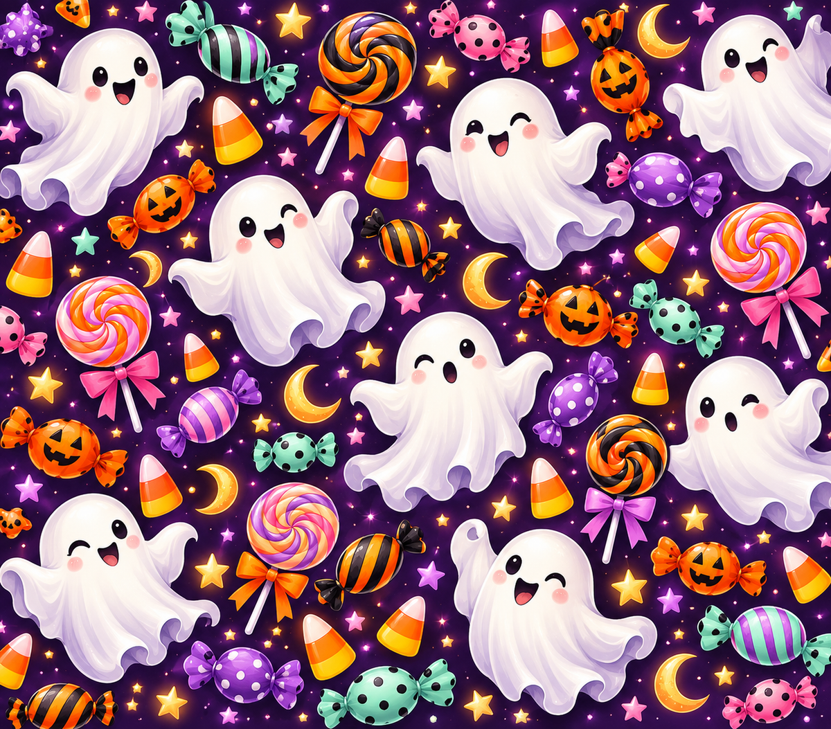 Cute Halloween Ghosts and Candy Tumbler Wrap