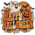 Happy Halloween Retro Ghost PNG