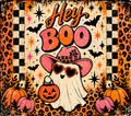 Hey Boo Retro Halloween Tumbler Wrap Sublimation Design