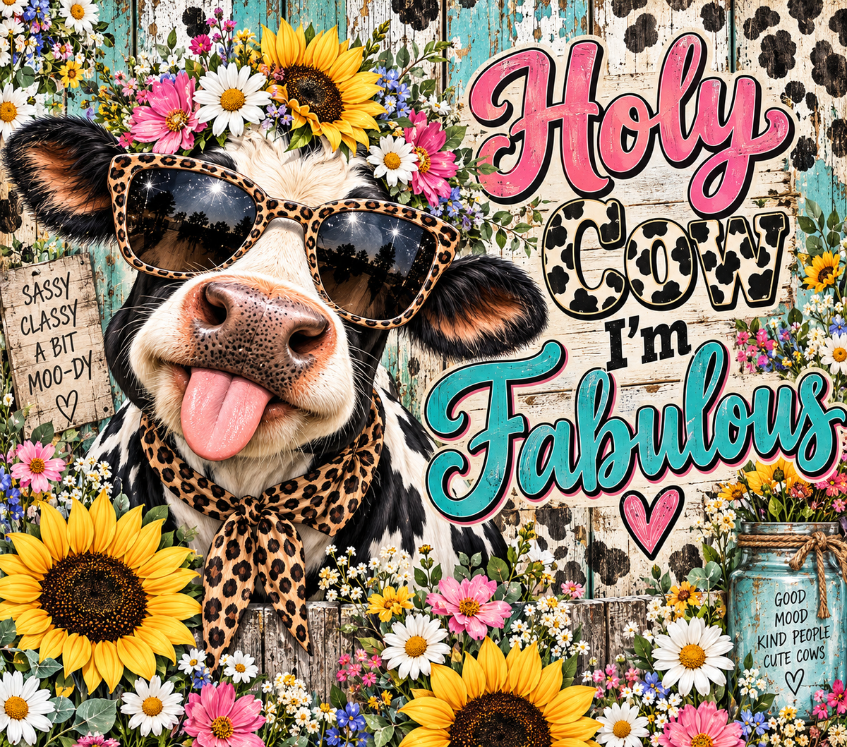 Holy Cow I'm Fabulous Funny Cow Tumbler Wrap