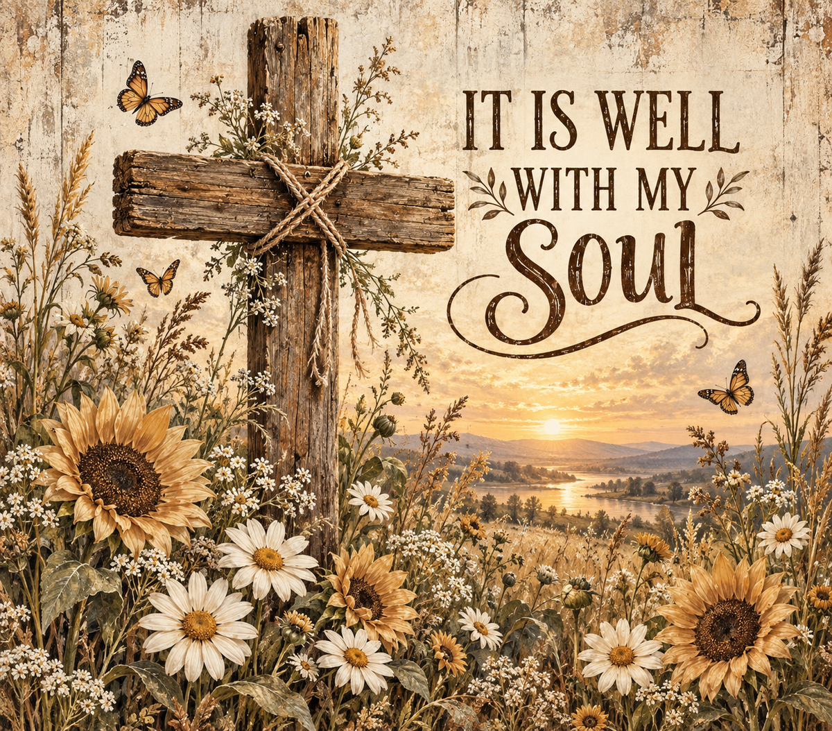 It Is Well With My Soul Sunflower Cross Tumbler Wrap