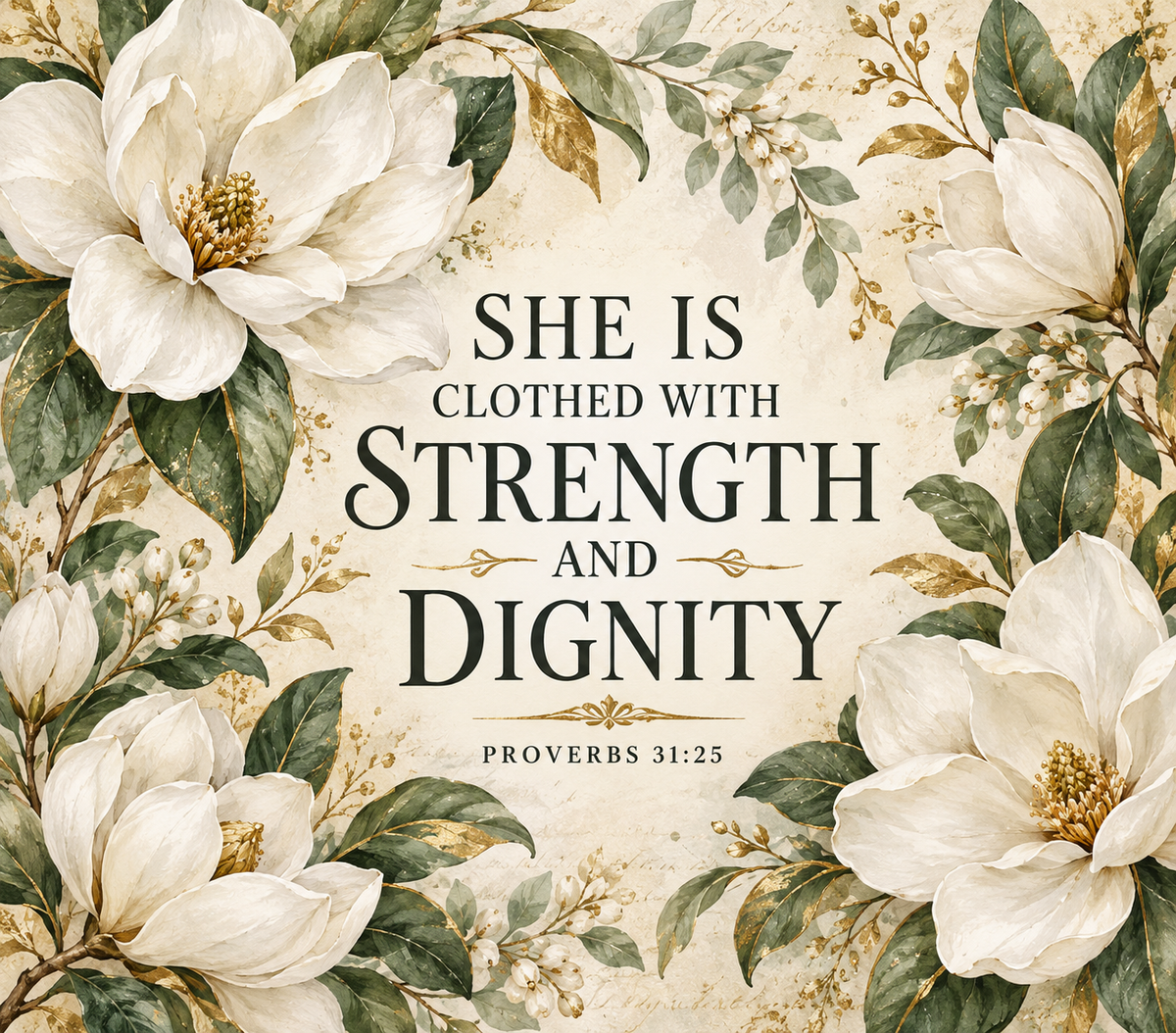 She Is Clothed With Strength and Dignity Magnolia Tumbler Wrap