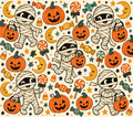 Mummies Retro Halloween Tumbler Wrap Sublimation Design