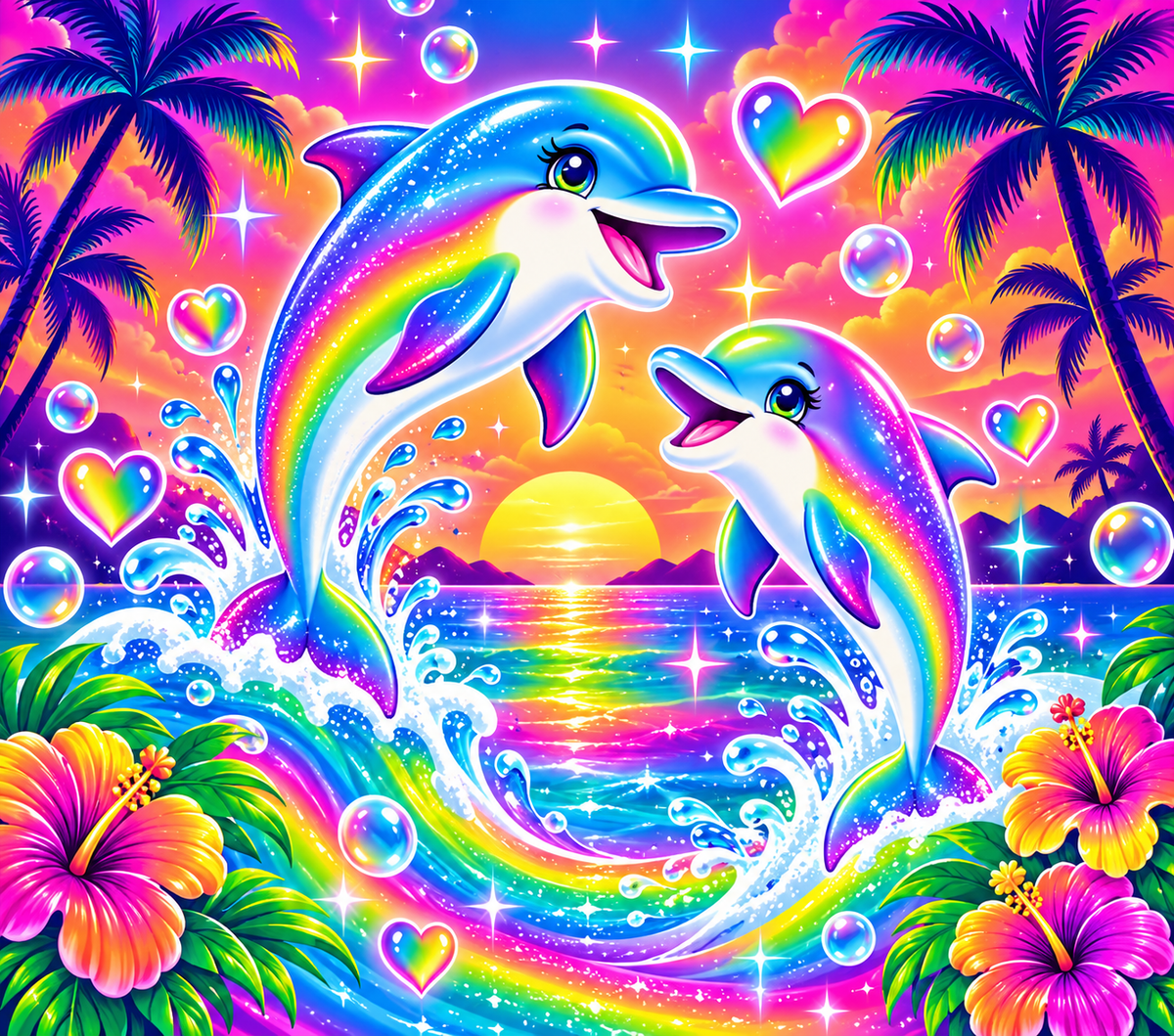 Neon Dolphins Tumbler Wrap