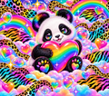 Neon Panda Rainbow Heart Tumbler Wrap