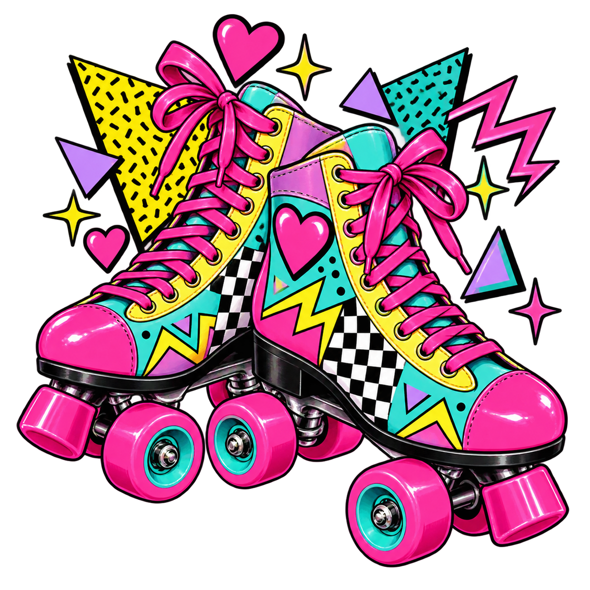 Neon Retro Roller Blades PNG