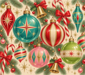 Nostalgic 1950s Christmas Ornament Collection Tumbler Wrap Sublimation Design