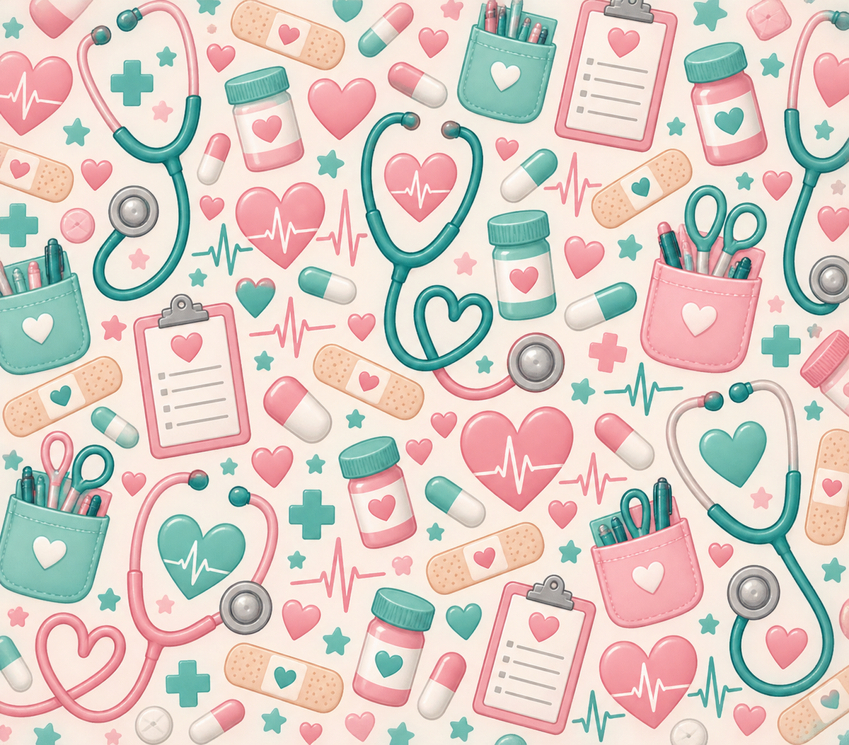 Nurse Medical Icons Pattern Tumbler Wrap