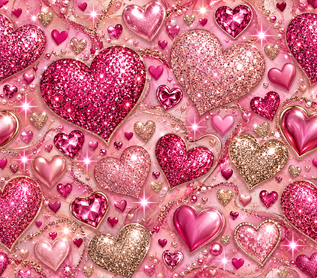 Glitter Hearts Valentine Tumbler Wrap