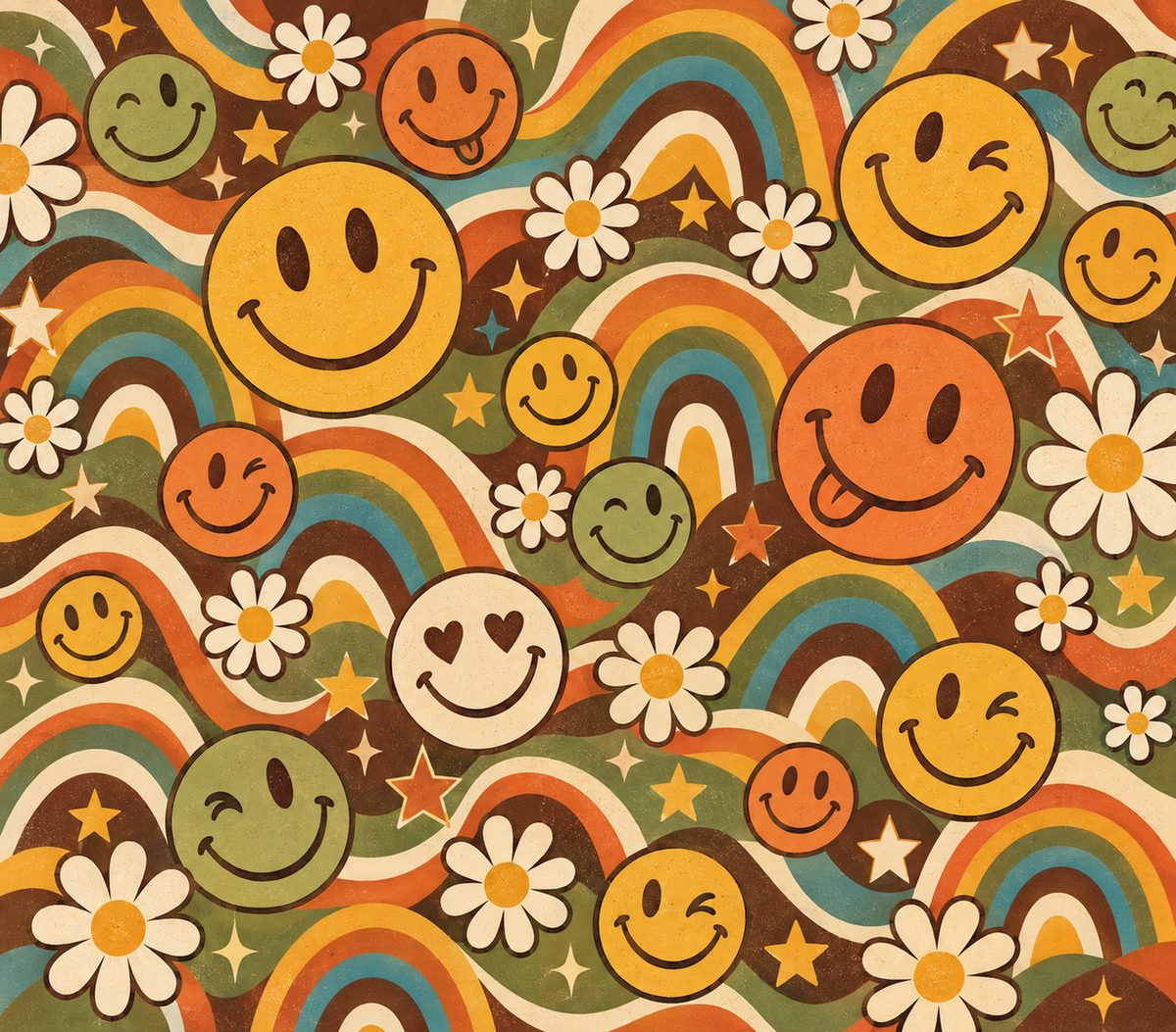 Retro 70s Smiley Face Tumbler Wrap