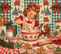 Retro Christmas Gingerbread Baking Tumbler Wrap Sublimation Design