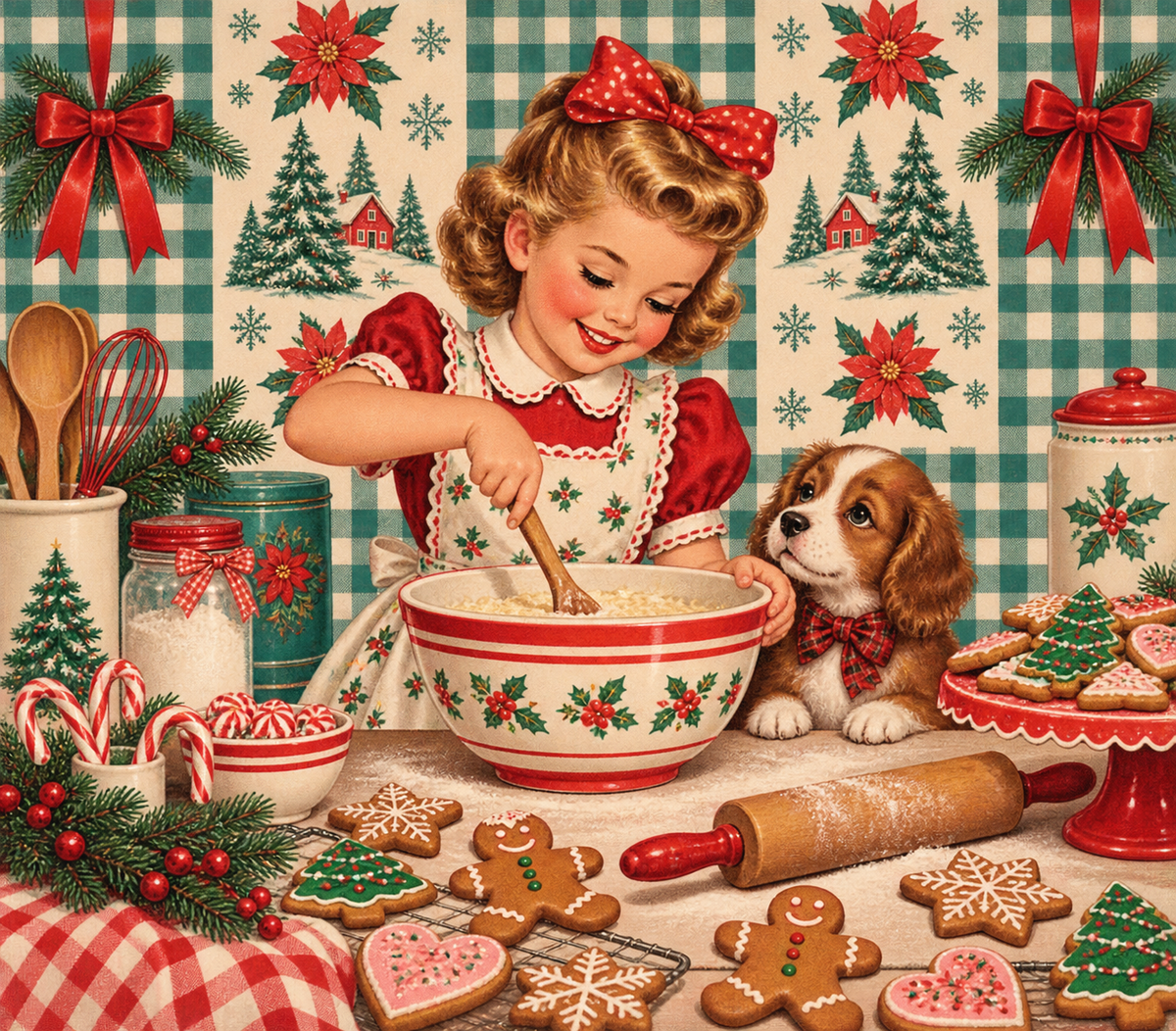 Retro Christmas Gingerbread Baking Tumbler Wrap Sublimation Design