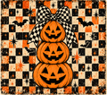 Retro Halloween Pumpkins with Bow Tumbler Wrap Sublimation Design