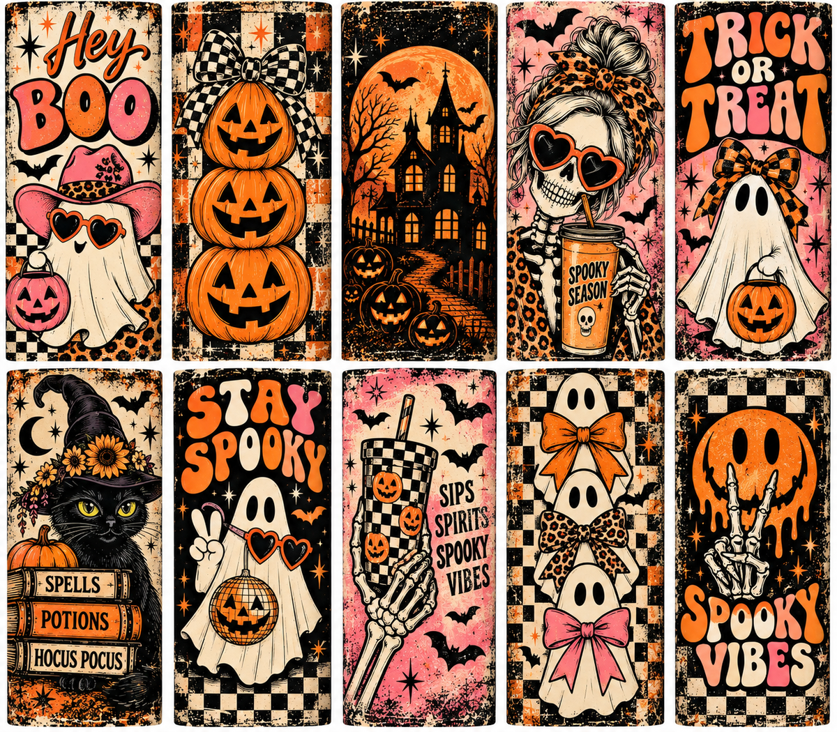 Retro Halloween Collection Tumbler Wrap Sublimation
