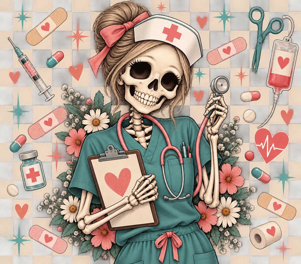Skeleton Nurse Tumbler Wrap