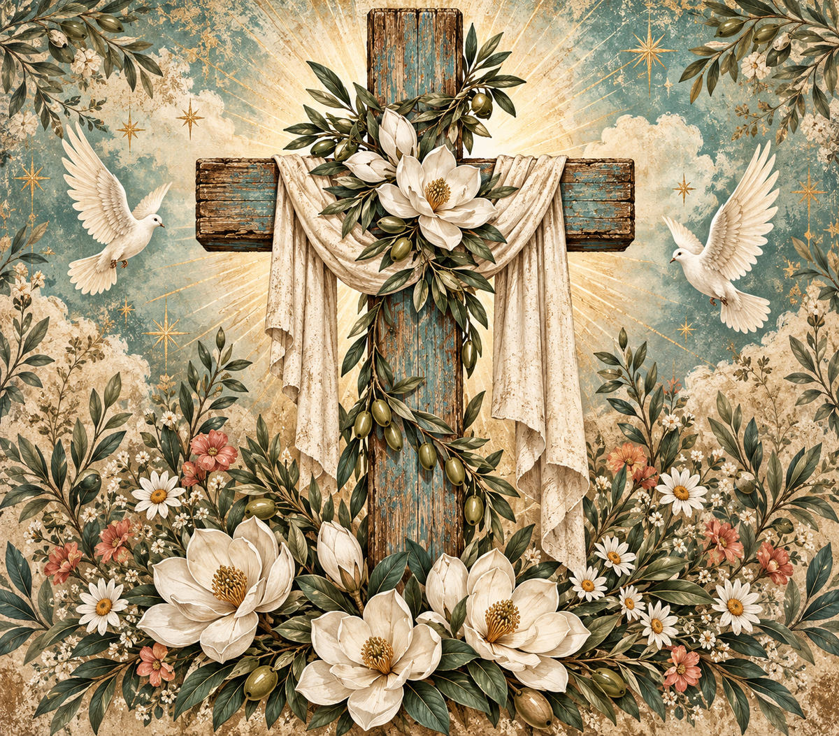 Rustic Cross Magnolias and Doves Faith Tumbler Wrap