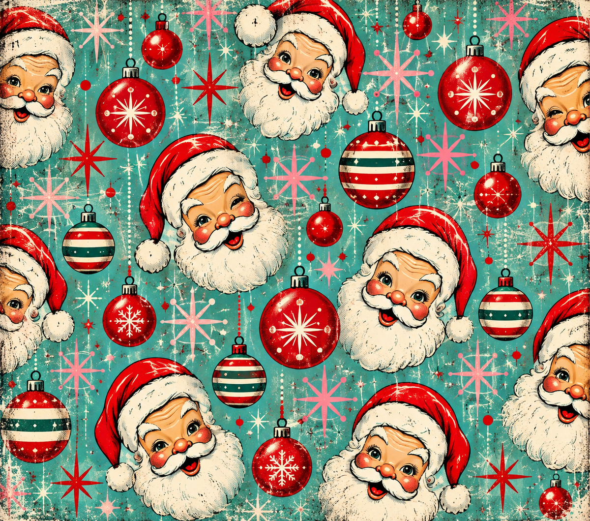 Retro Christmas Santa Croquette Tumbler Wrap