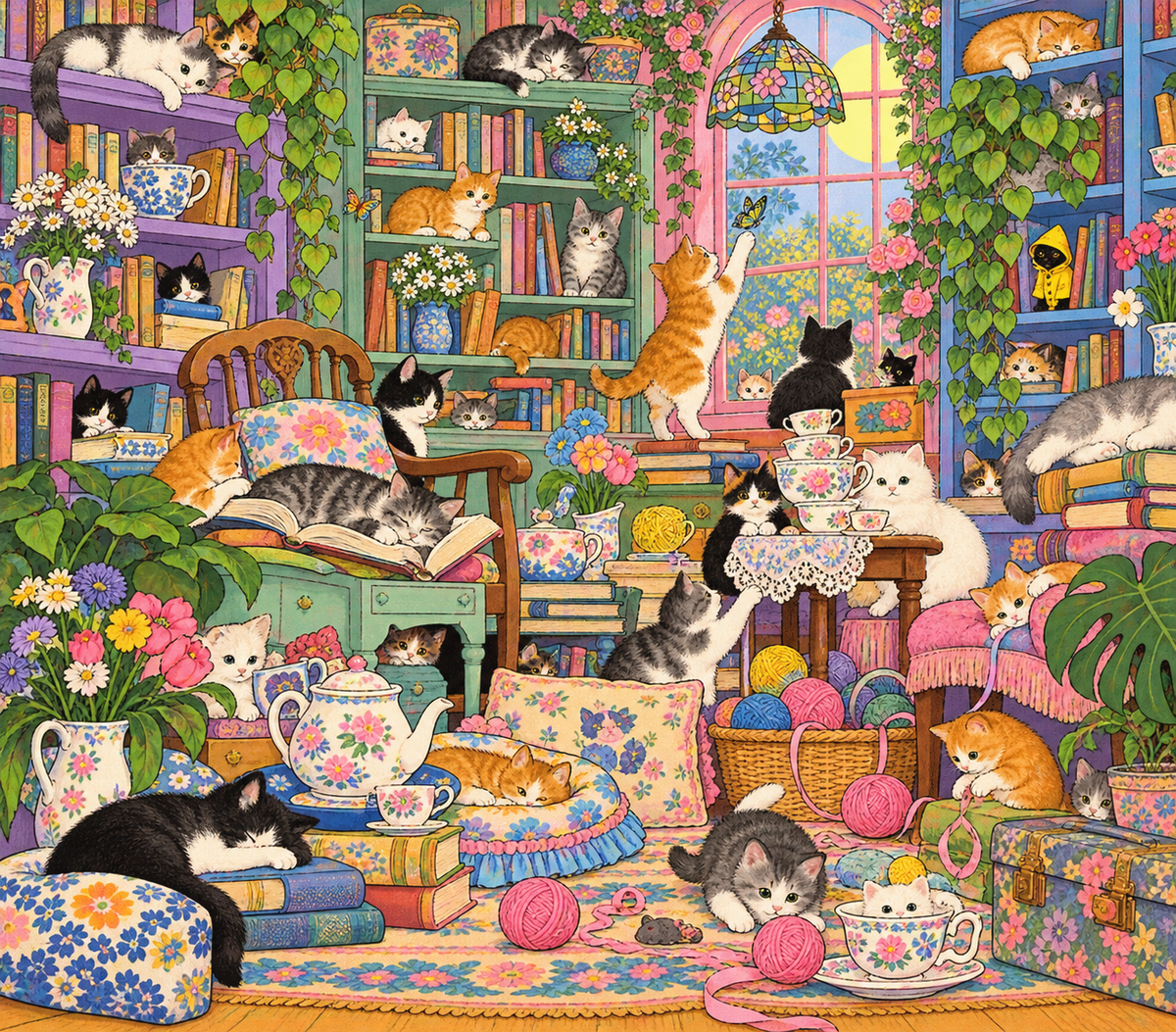 Seek and Find Cats Cozy Library Tumbler Wrap