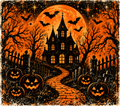 Spooky Haunted House Tumbler Wrap Sublimation Design