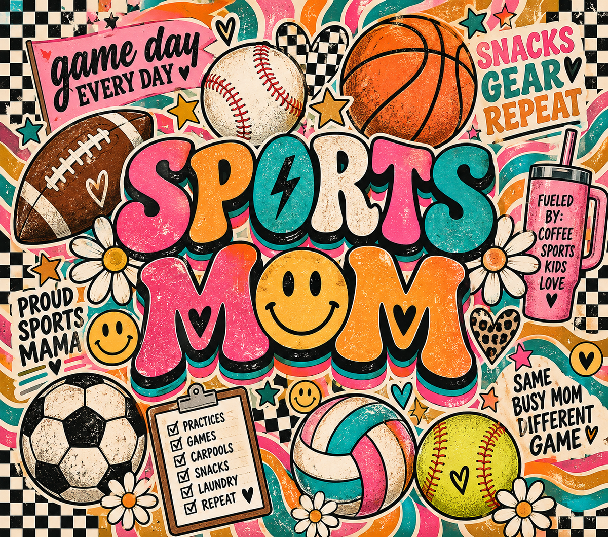 Sports Mom Retro Collage Tumbler Wrap