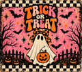 Trick or Treat Ghost Retro Tumbler Wrap Sublimation Design
