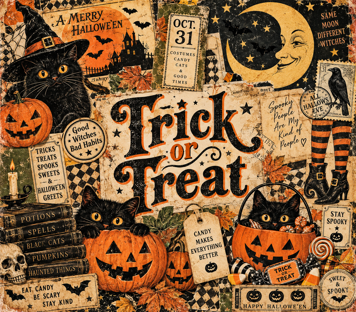 Trick or Treat Retro Tumbler Wrap – Halloween