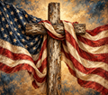 Vintage Cross American Flag Tumbler Wrap
