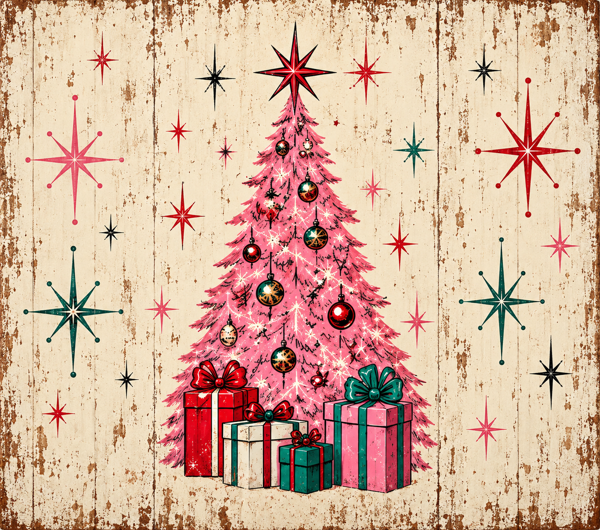 Vintage Pink Christmas Tree Wonderland