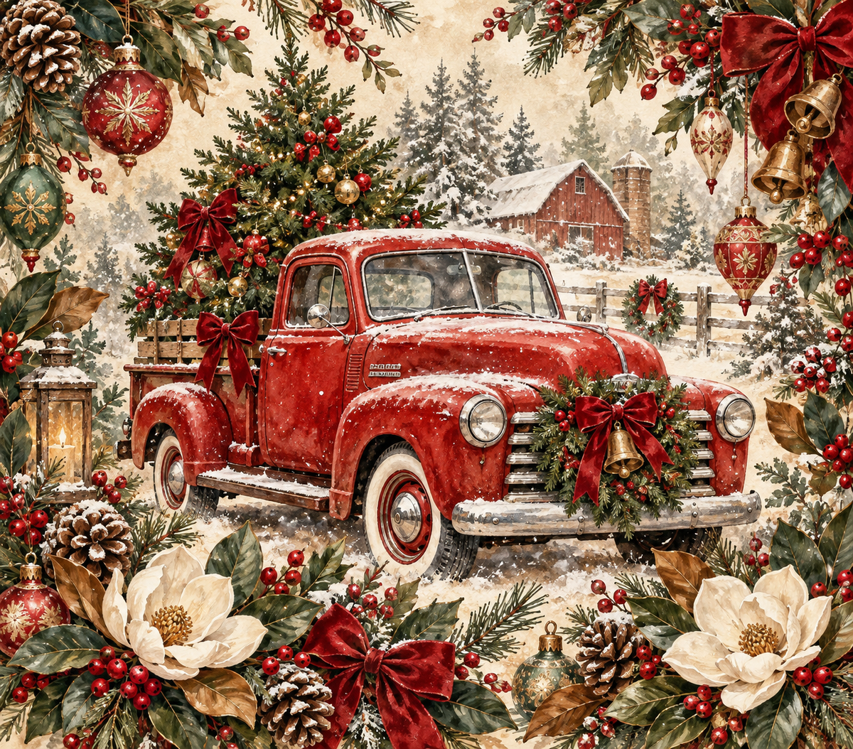 Vintage Red Truck Christmas