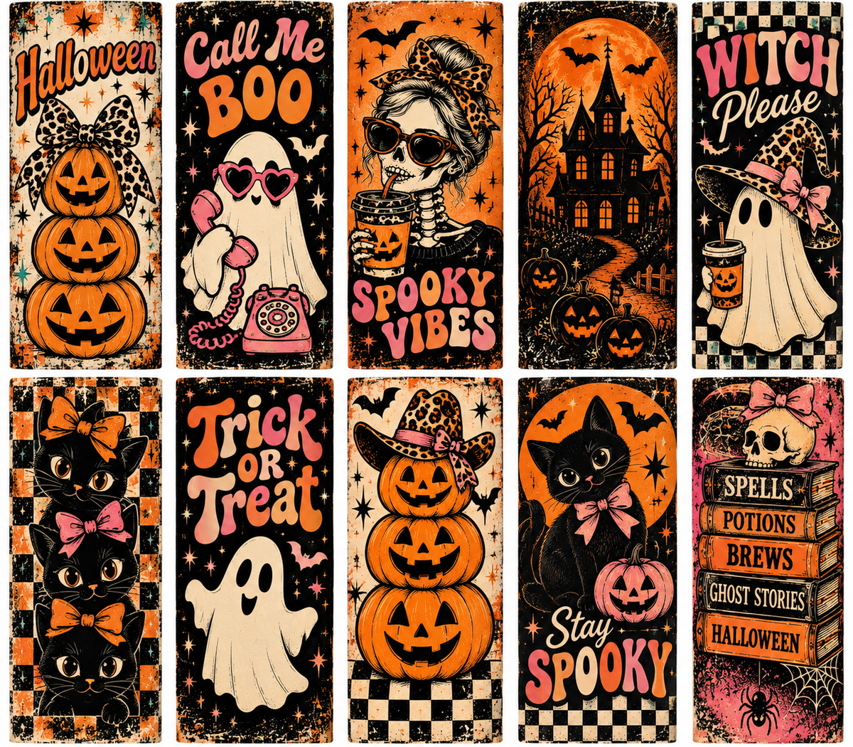 Vintage Retro Halloween Tumbler Wraps