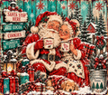 Vintage Santa and Mrs. Claus Christmas Scene