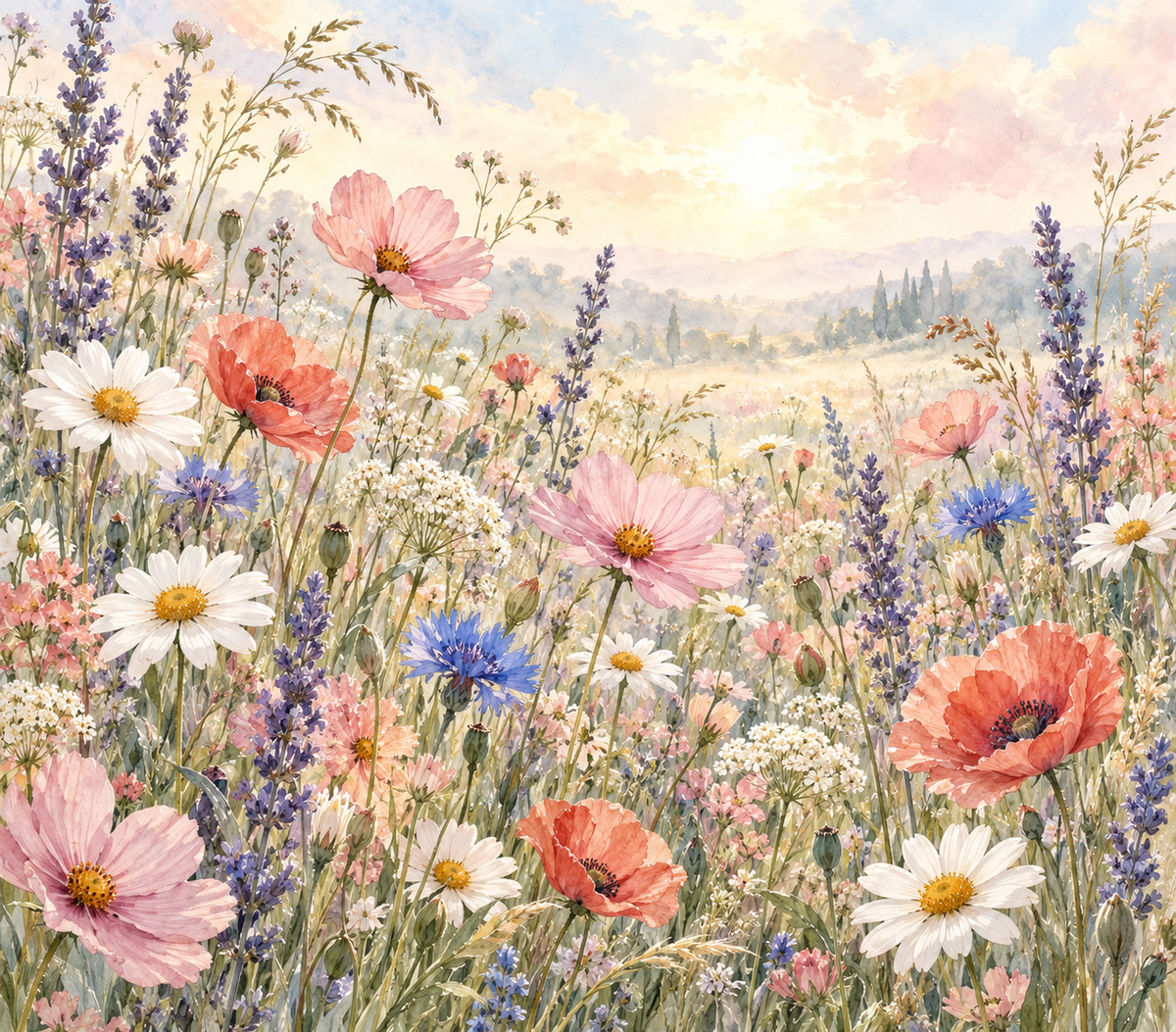 Watercolor Wildflower Meadow Tumbler Wrap