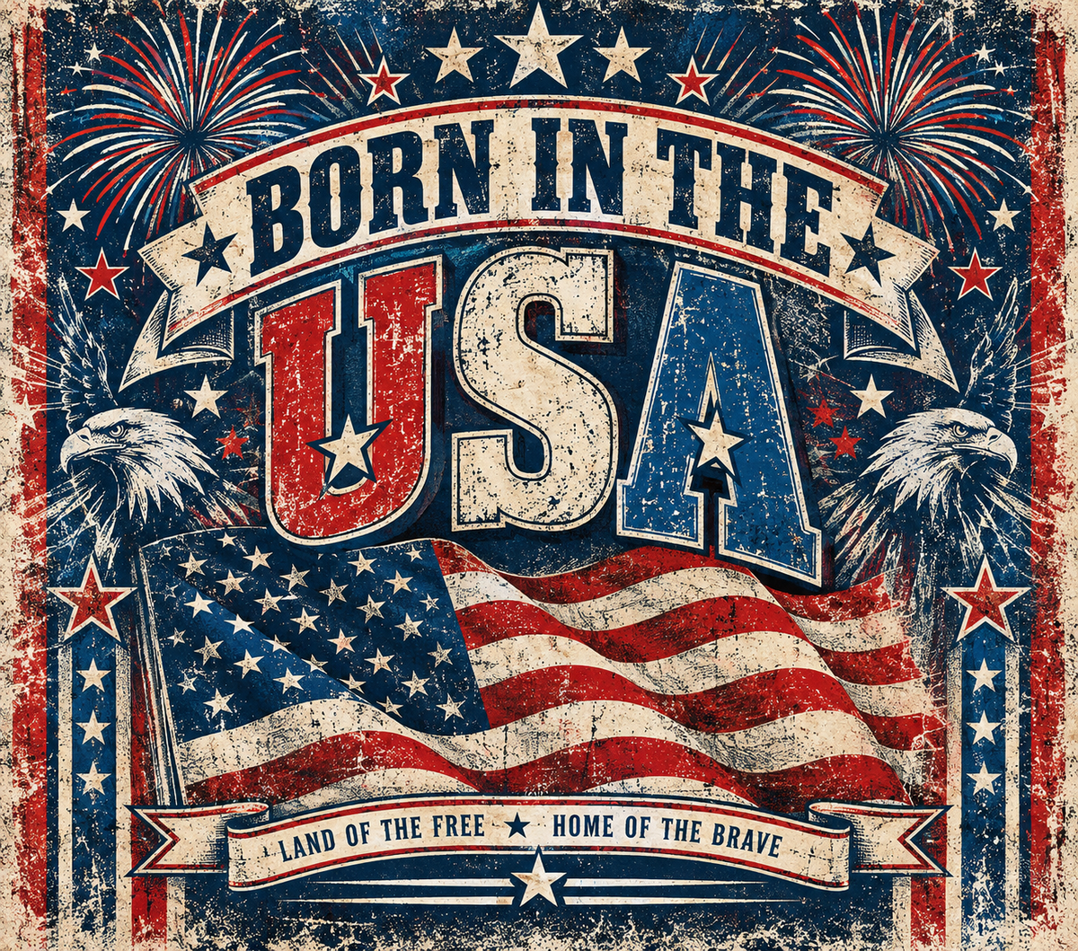 Born in the USA Vintage Eagle Flag Patriotic Tumbler Wrap