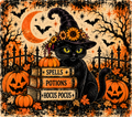 Cute Black Cat Retro Tumbler Wrap – Halloween