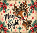 Cute Reindeer Retro Christmas Tumbler Wrap Sublimation Design