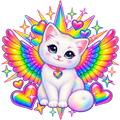Cute Neon Kitty with Wings PNG